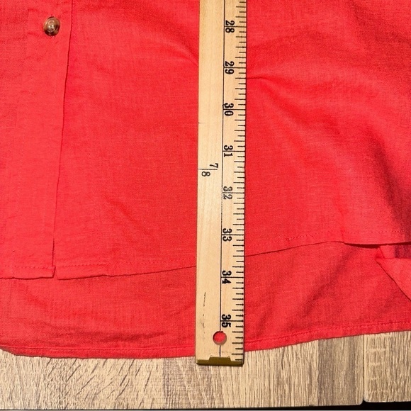 Encore by Idina Menzel Dress Womens Large Petite Coral Regular Relaxed Linen - Picture 12 of 12